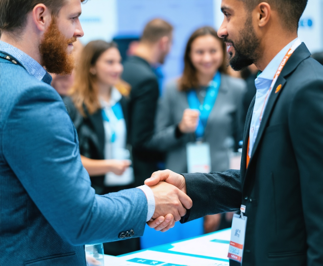 Busy tech career fair representing our hiring network and job outcomes